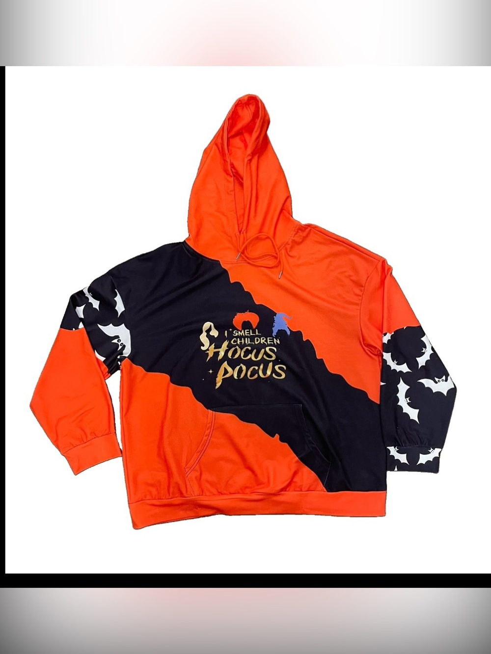 NWOT Women’s Hocus Pocus Black Orange White Hoodie Size 2XL “I Smell Children”